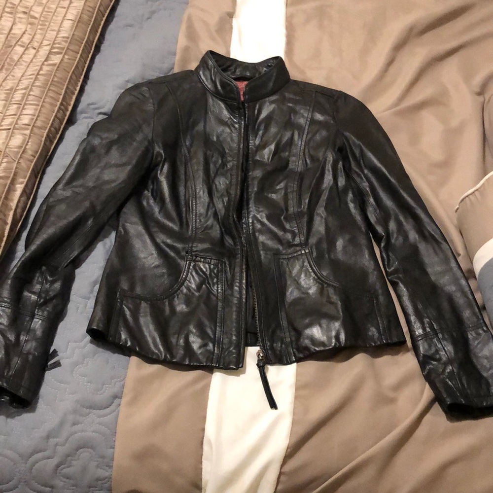 Leather motorcycle jacket size s